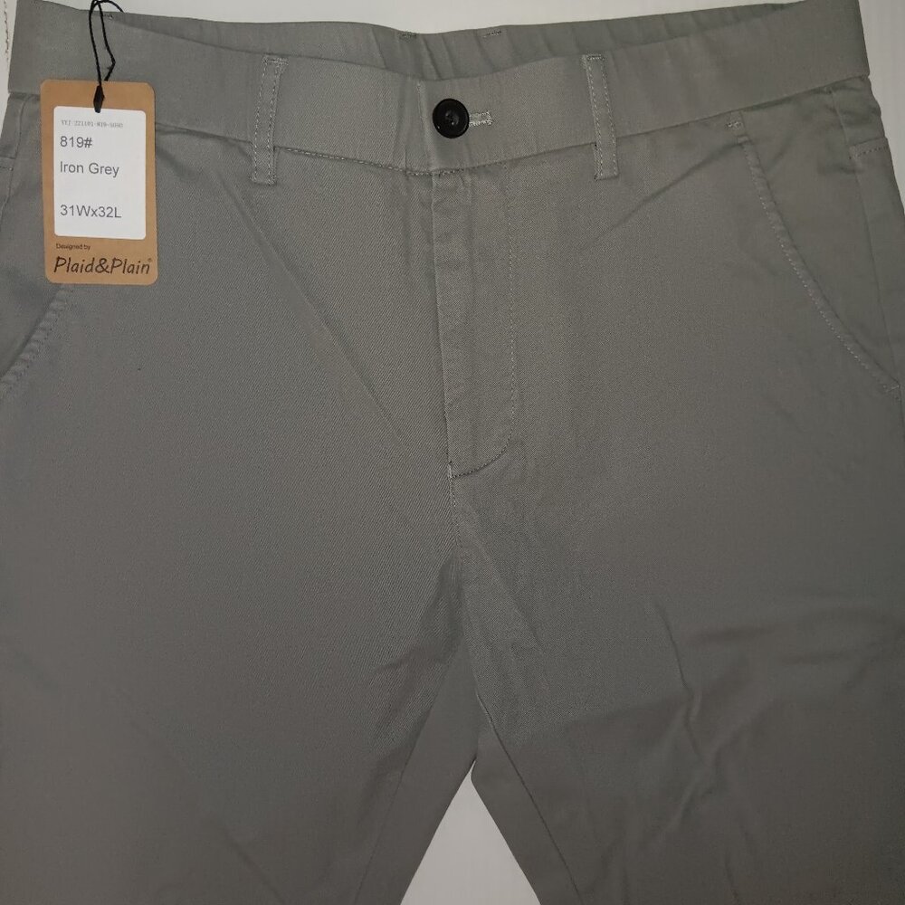 PLAID & PLAIN IRON GREY SKINNY FIT PANTS SIZE 31X32